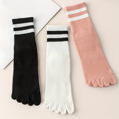 3 Pairs Non Slip Five Toe Silicone Bottom Socks for Women