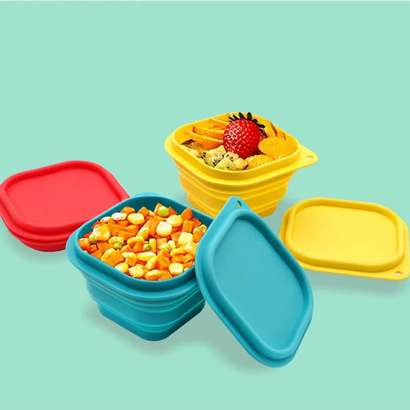 Outdoor Picnic Camping Foldable Silicone Bowl with Cover Dishwasher Safe