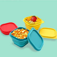Outdoor Picnic Camping Foldable Silicone Bowl with Cover Dishwasher Safe