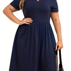 Casual Cut Out Short Sleeve Solid Dress with Pockets