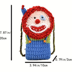 Clown Shaped Croche Bag Funny Cartoon Mini Knitted Crossbody Bag