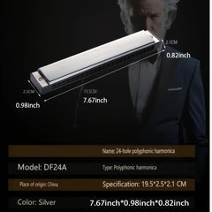 24 Holes Aluminum Seat Plate Toy Harmonica