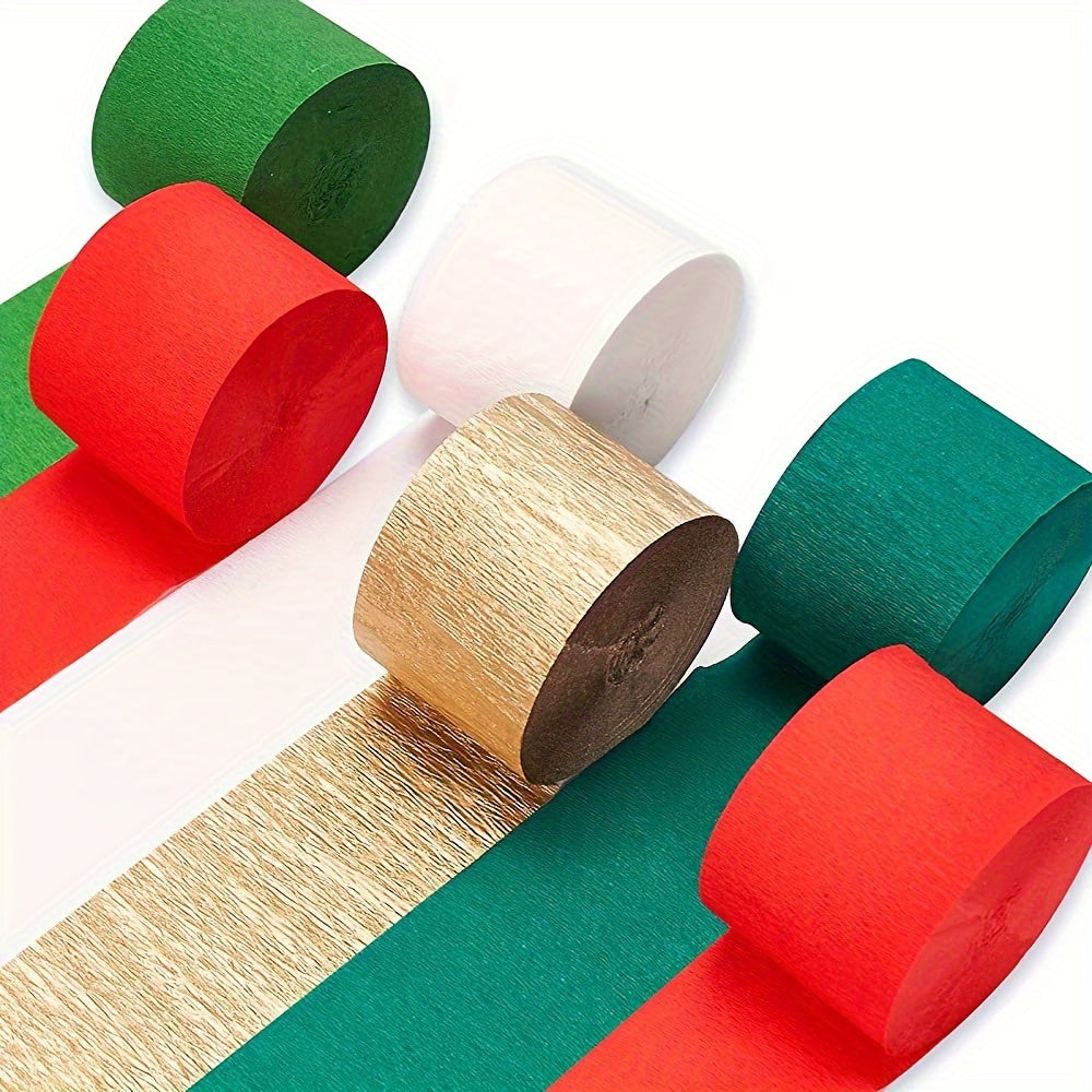 Christmas Crepe Paper Streamers Set Green Red Golden for Party Decorations