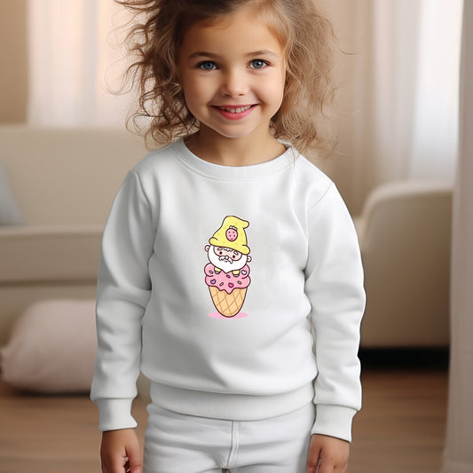 Cartoon Ice Cream Graphic Crew Neck Long Sleeve Sweatshirt for Kids