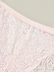 3 Pack Plus Size Panties Set Women's Plus Floral Lace Mid Rise Romantic Briefs