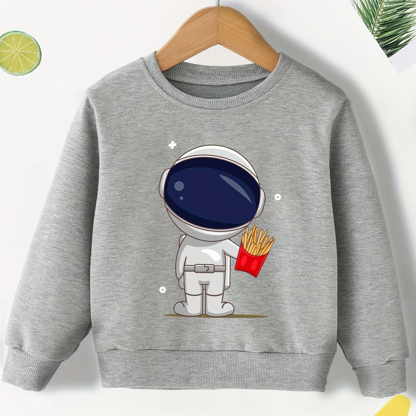 Astronaut & Fries Boys Sweatshirt Long Sleeve Crew Neck Top