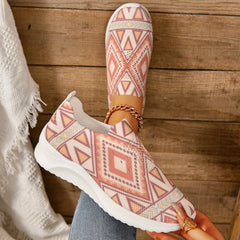 Women's Geometric Pattern Knit Mesh Casual Flat Shoes