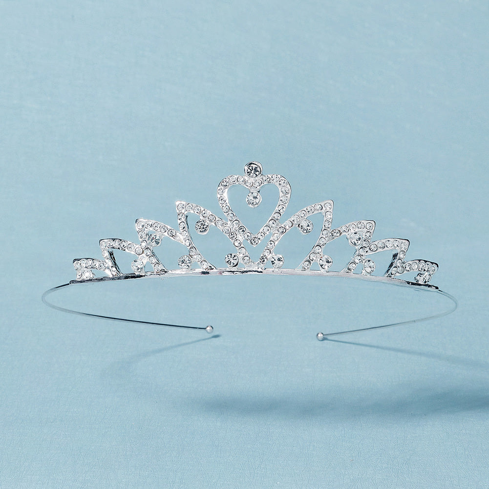 Silvery Princess Tiara Crystal Crown For Birthday Party