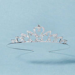 Silvery Princess Tiara Crystal Crown For Birthday Party