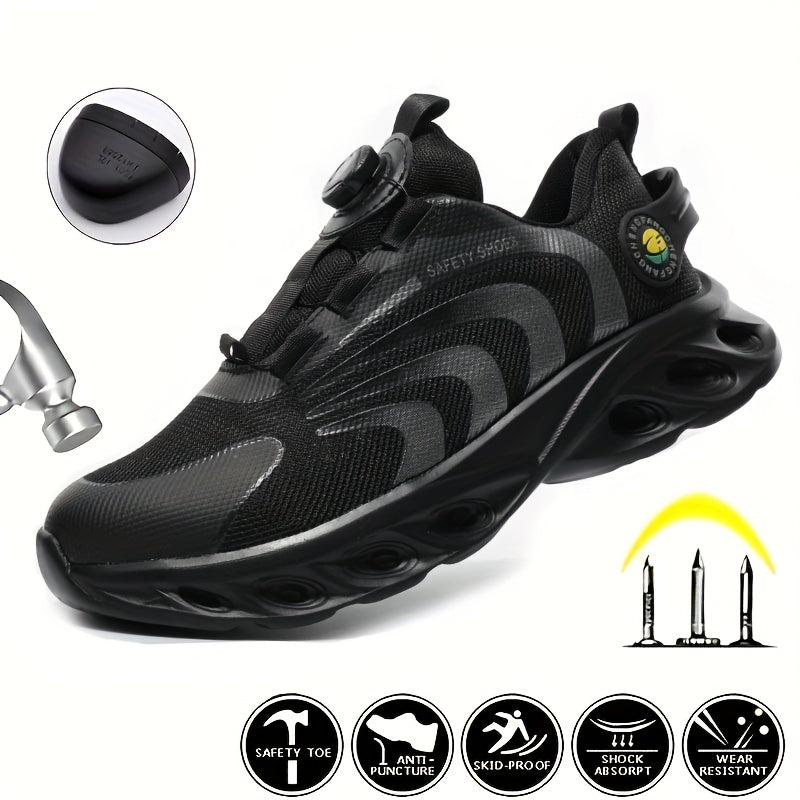 Men's Knitted Work Sneakers No Tie Chunky Breathable Shoes