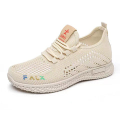 Women's Knitted Casual Shoes Breathable Lace up Non slip Running Shoes