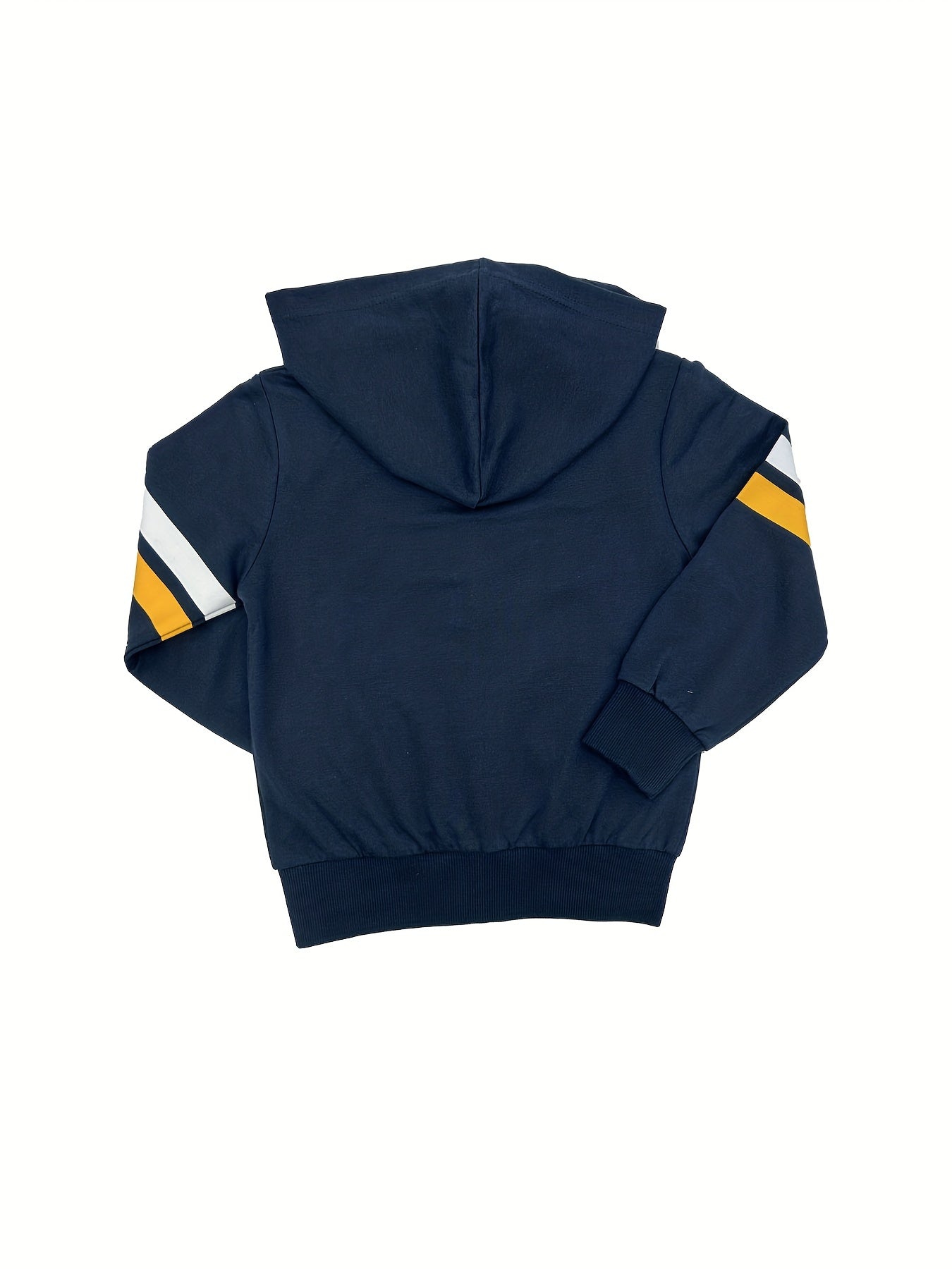 Boys Striped Graphic Varsity Cardigan Hooded Jacket