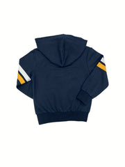 Boys Striped Graphic Varsity Cardigan Hooded Jacket