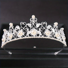 Vintage Baroque Sunflower Crown Tiara Bridal Faux Pearl Hair Accessories