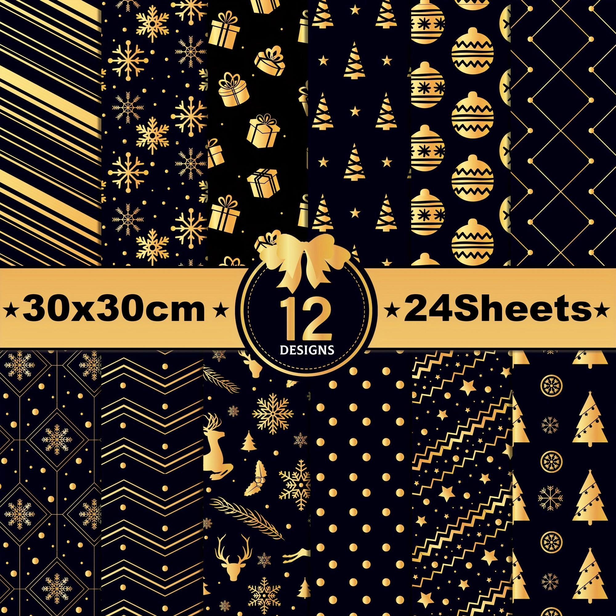 24sheets Christmas Scrapbook Paper Pad 30 30 Double Sided for DIY Crafts Journal