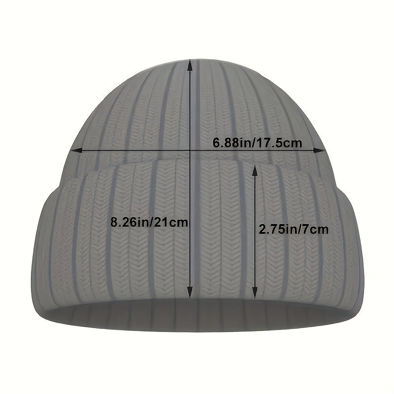 Y2K Unisex Knit Beanie Cap Solid Letter Star Jacquard Skull Hat H