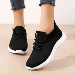 Women's Knitted Sneakers Comfy Lace Up Outdoor Running Shoes