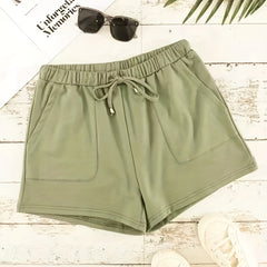 Solid Drawstring Shorts Casual Elastic Waist Summer Shorts