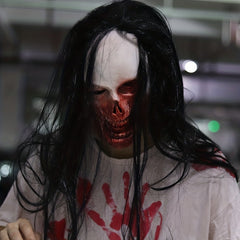 Halloween Ghost Mask Eyes Glow Scary Bloody Demon Head Cover