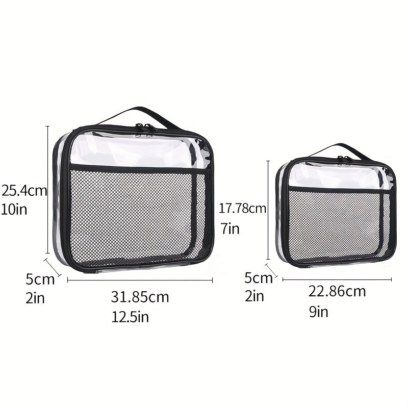 Zippered PVC Organizer Bag with Mesh Insert for Makeup & Beauty Storage