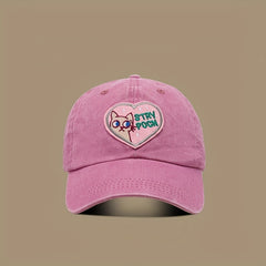 Pink Patch Baseball Cap Cartoon Cat Cotton Sports Hat Women Dad Hats
