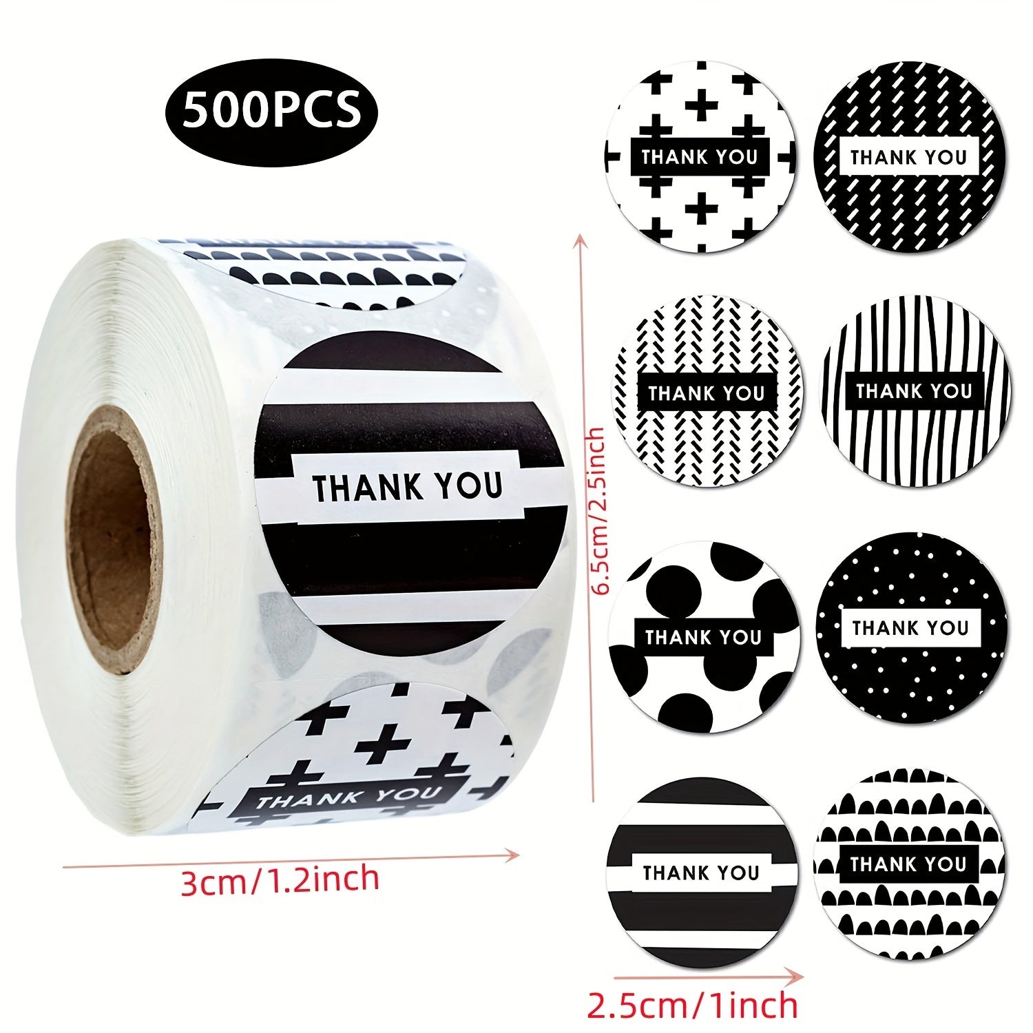 500 Thank You Stickers Floral Green Leaves Geometric Sealing Labels