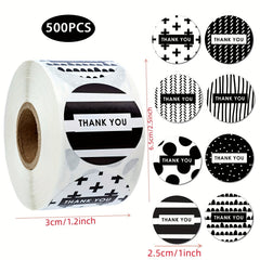 500 Thank You Stickers Floral Green Leaves Geometric Sealing Labels