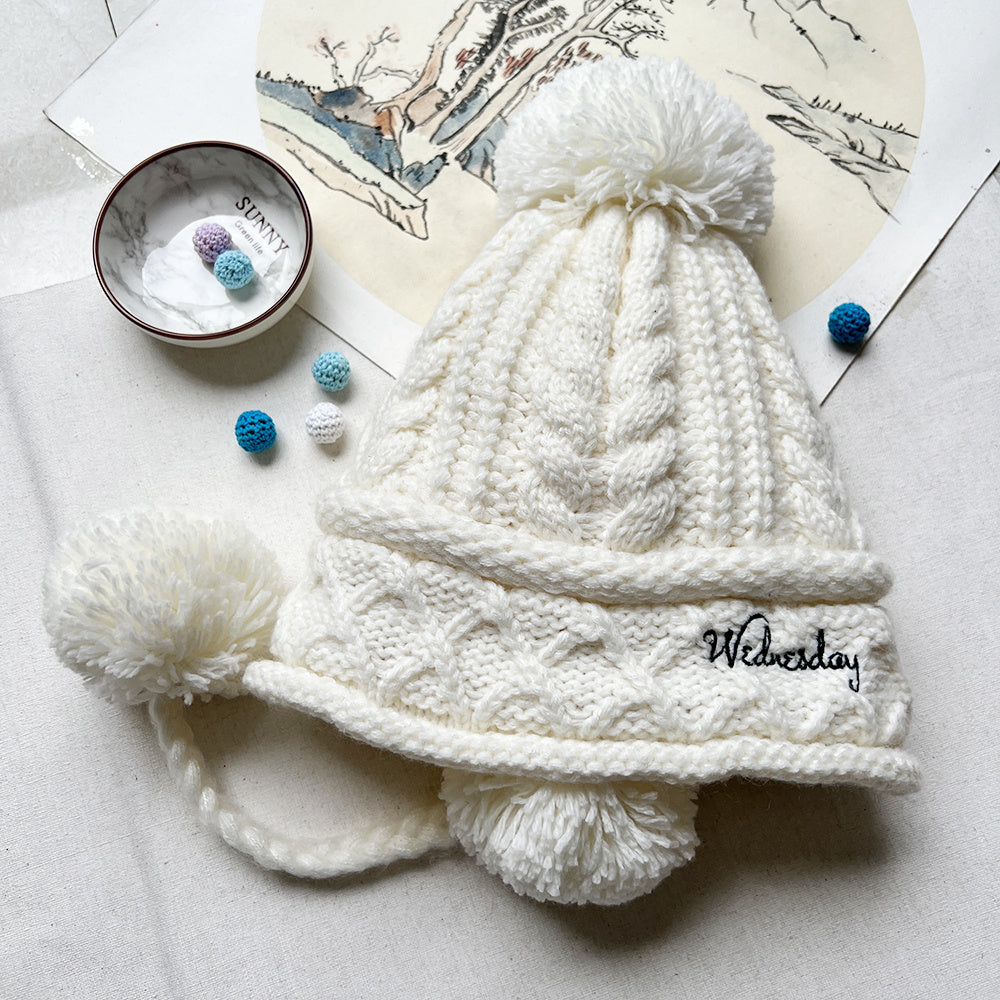 Winter Beanie Pom Pom Hat Stretch Knit Outdoor Sports Ski