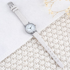Minimalist Quartz Watch PU Strap Round Dial Daily Wear