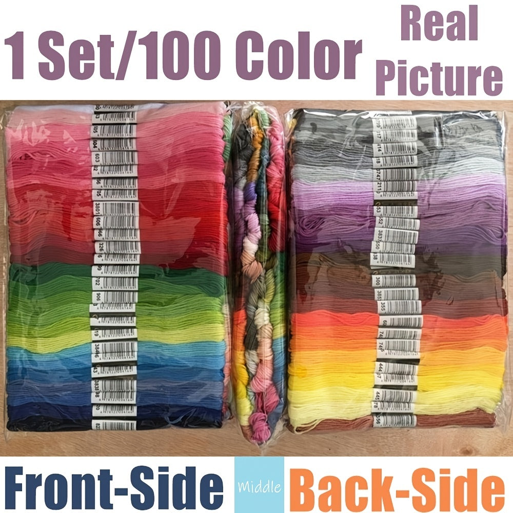 100 Colors Embroidery Thread Cross Stitch Sewing Skeins DIY Floss Kit