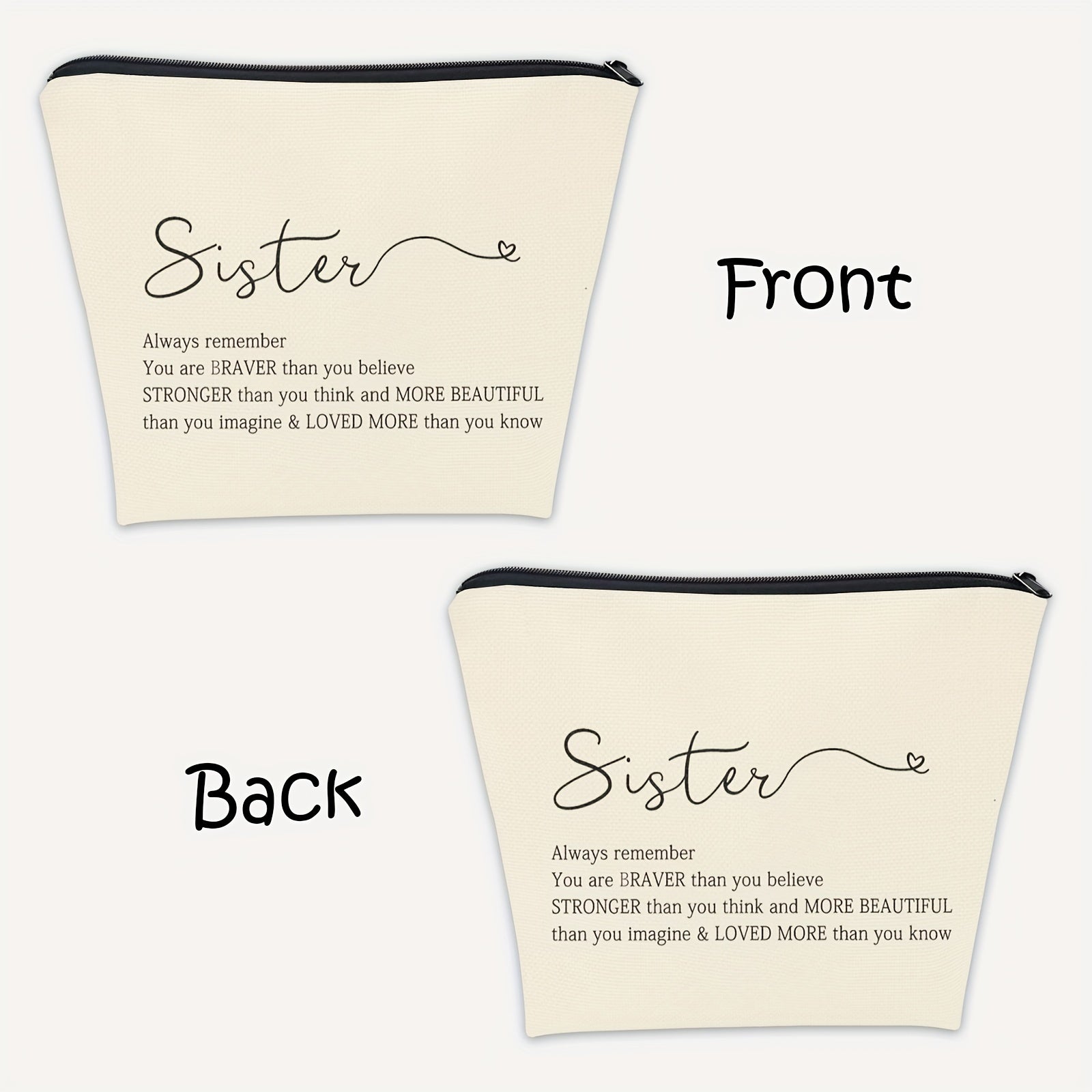 Braver Than You Think Makeup Bag for Sisters - Inspirational Gift