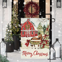 Christmas Farm Horse Garden Flag Double Side Rustic Farmhouse Outdoor Decor