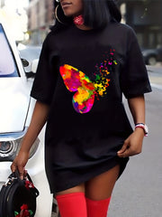 Colorful Butterfly Print Tee Dress