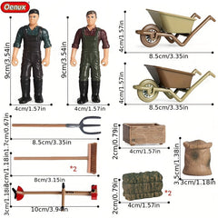 Educational Model Action Figures Zoo Farm Tools Feeds Farmer Hen Cow Poultry Ani