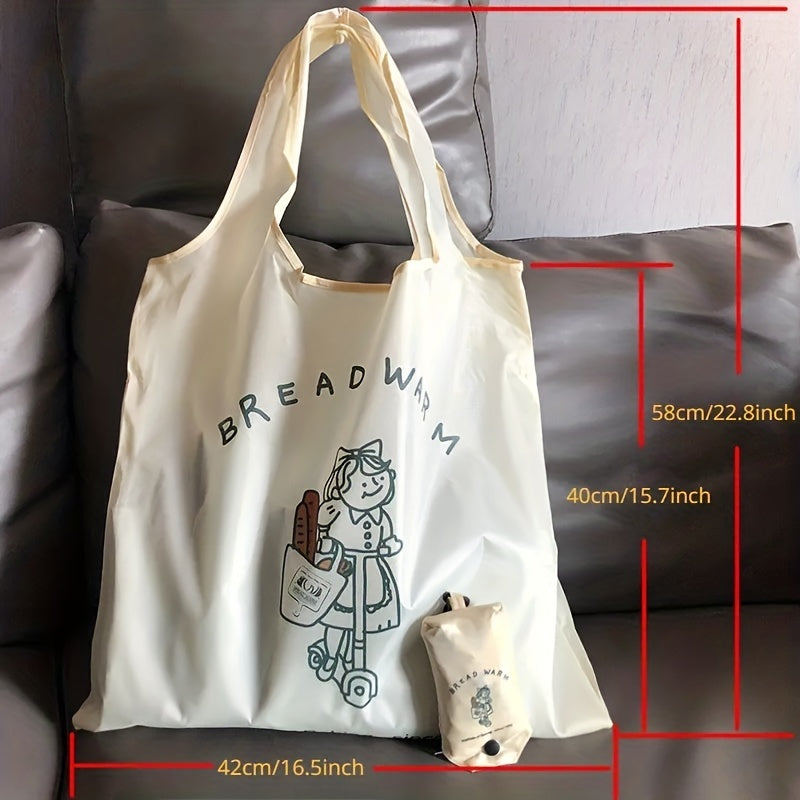 5pcs Folding Cloth Shopping Bag - Large Capacity Supermarket Tote B