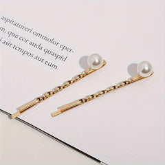 4pcs Golden Hair Clips with Flower & Pearls, Metal Hairpins for Women and Girls