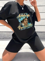 2pcs Women's Casual Sports Suits Round Neck Graphic Top & Shorts