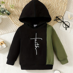 Baby Boys Letter Print Hooded Sweatshirt for Spring/Autumn