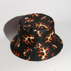 Yellow Flame Print Bucket Hat Unisex Lightweight Sun Hats For Women & Men