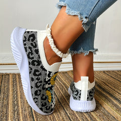 Leopard Print Slip On Sneakers Lightweight Walking Shoes