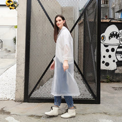 Reusable Portable Rain Poncho with Hood and Elastic Cuffs for Outdoor Activities