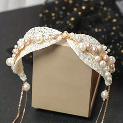 Bridal Faux Pearl Hairband with Tassel Head Jewelry