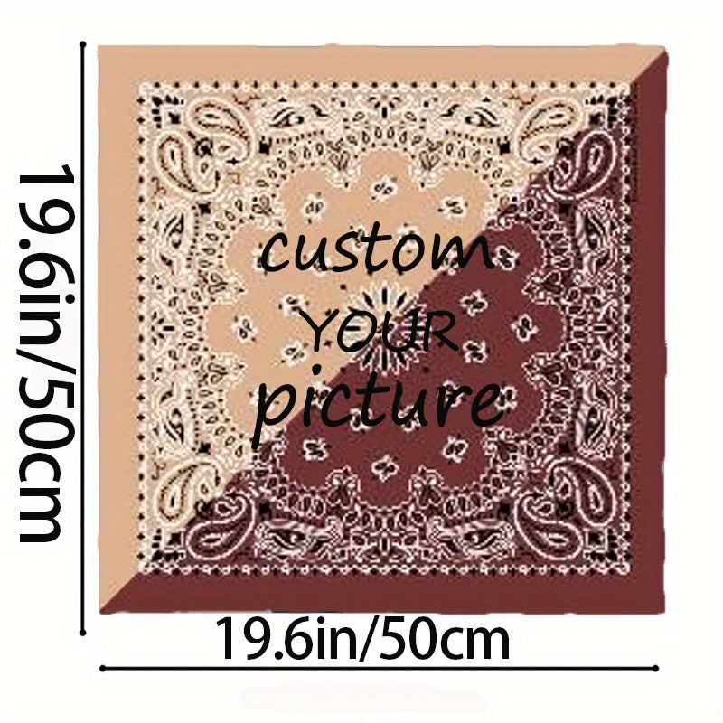 Custom Men's Square Scarf with Logo Image Soft Polyester Fiber