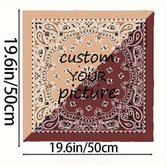 Custom Men's Square Scarf with Logo Image Soft Polyester Fiber