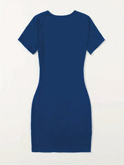 Letter & Heart Print Bodycon Dress Casual Tee Dress