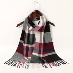 Men's Casual Geometric Plaid Tassel Scarf