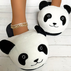 Women's Cartoon Animal Novelty Slippers Round Toe Fluffy Non-slip Home Shoes