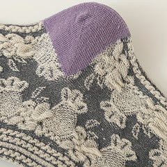 5 Pairs Retro Style Floral Print Colorblock Crew Socks Women's Stockings
