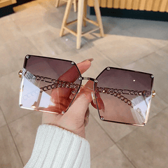Oversized Square Sunglasses Gradient Metal UV400