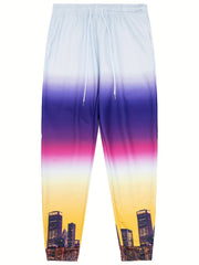 Ombre Gradient Drawstring Sweatpants Loose Fit Pants Men's Casual Joggers